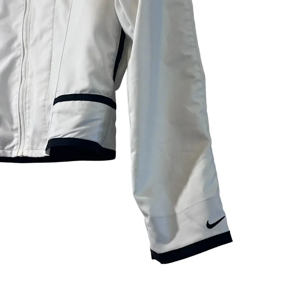 Nike White with Black Trim S (4-6) Jacket Full Zip Pockets - Picture 3 of 9